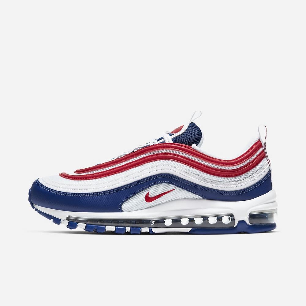 Sneakers Nike Air Max 97 Blanche 7541-369 White/Deep Royal/University Red Homme | XAI-33250468